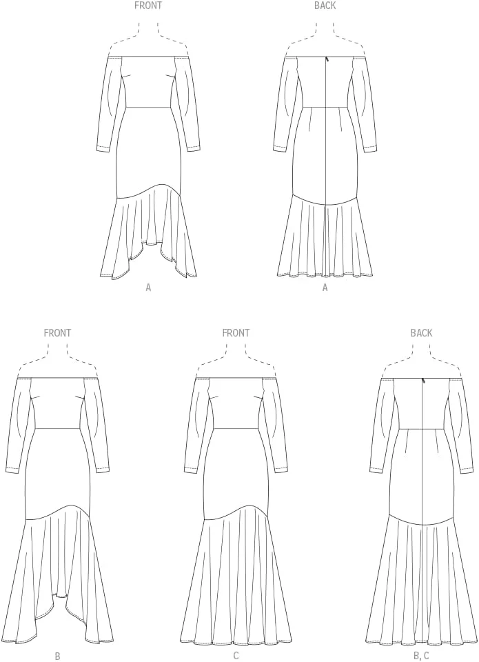 الگوی خیاطی لباس مجلسی ترومپت تنگ و چسبان زنانه McCall's M8605D5 با سرشانههای باز، کد طراحی M8605، سایزهای 4-6-8-10-12 الگوی خیاطی لباس مجلسی ترومپت تنگ و چسبان زنانه McCall's M8605D5 با سرشانههای باز، کد طراحی M8605، سایزهای 4-6-8-10-12