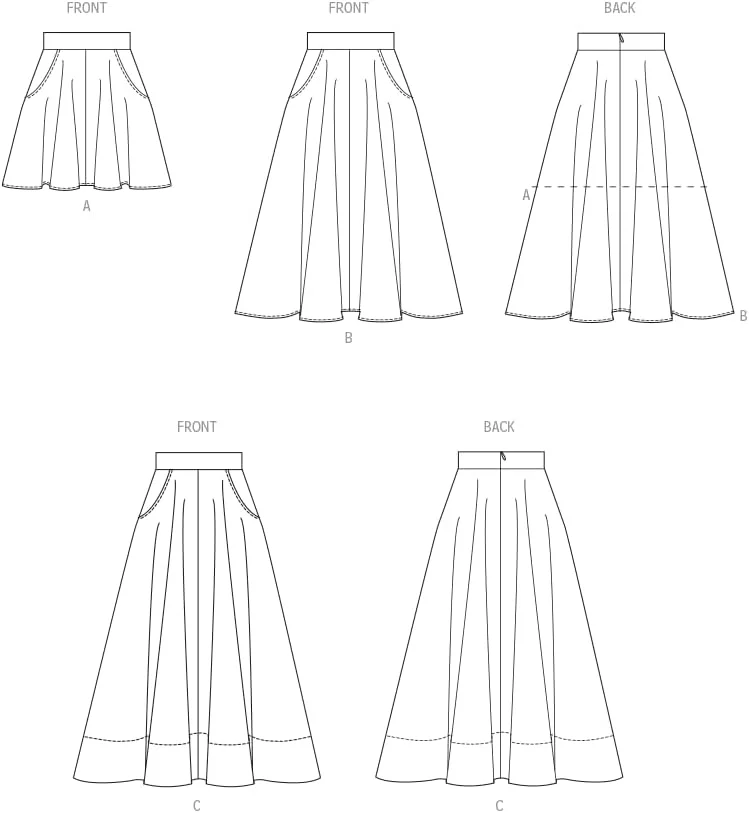 الگوی خیاطی دامن کلوش آسان دوز زنانه مک کالز M8609U5، کد طراحی M8609، سایزهای 16-18-20-22-24