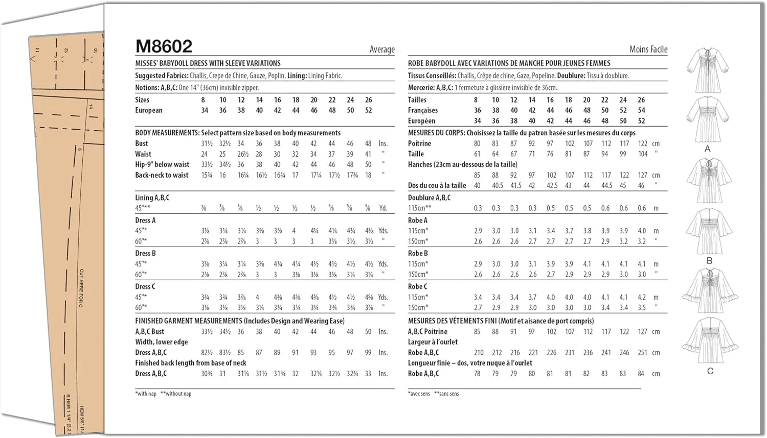 الگوی خیاطی لباس عروسکی زنانه مک کالز M8602K5، کد طراحی M8602، سایزهای 8-10-12-14-16 الگوی خیاطی لباس عروسکی زنانه مک کالز M8602K5، کد طراحی M8602، سایزهای 8-10-12-14-16