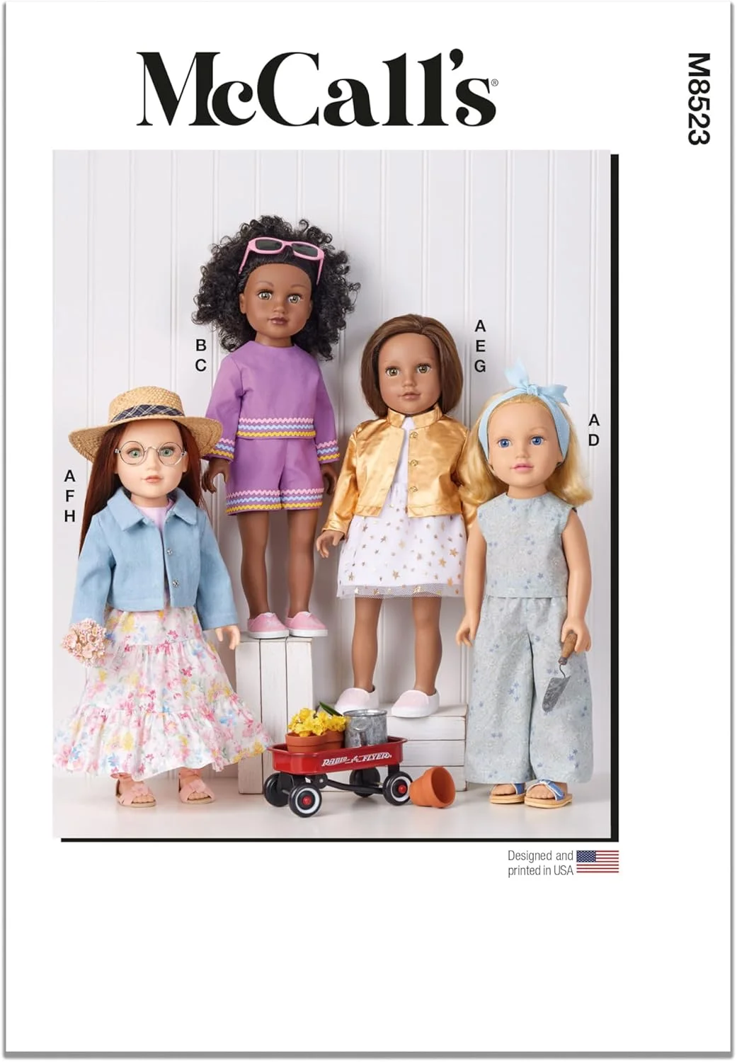 الگوی خیاطی لباس عروسک 18 اینچی McCall's M8523OS، کد طراحی M8523، سایز One Size