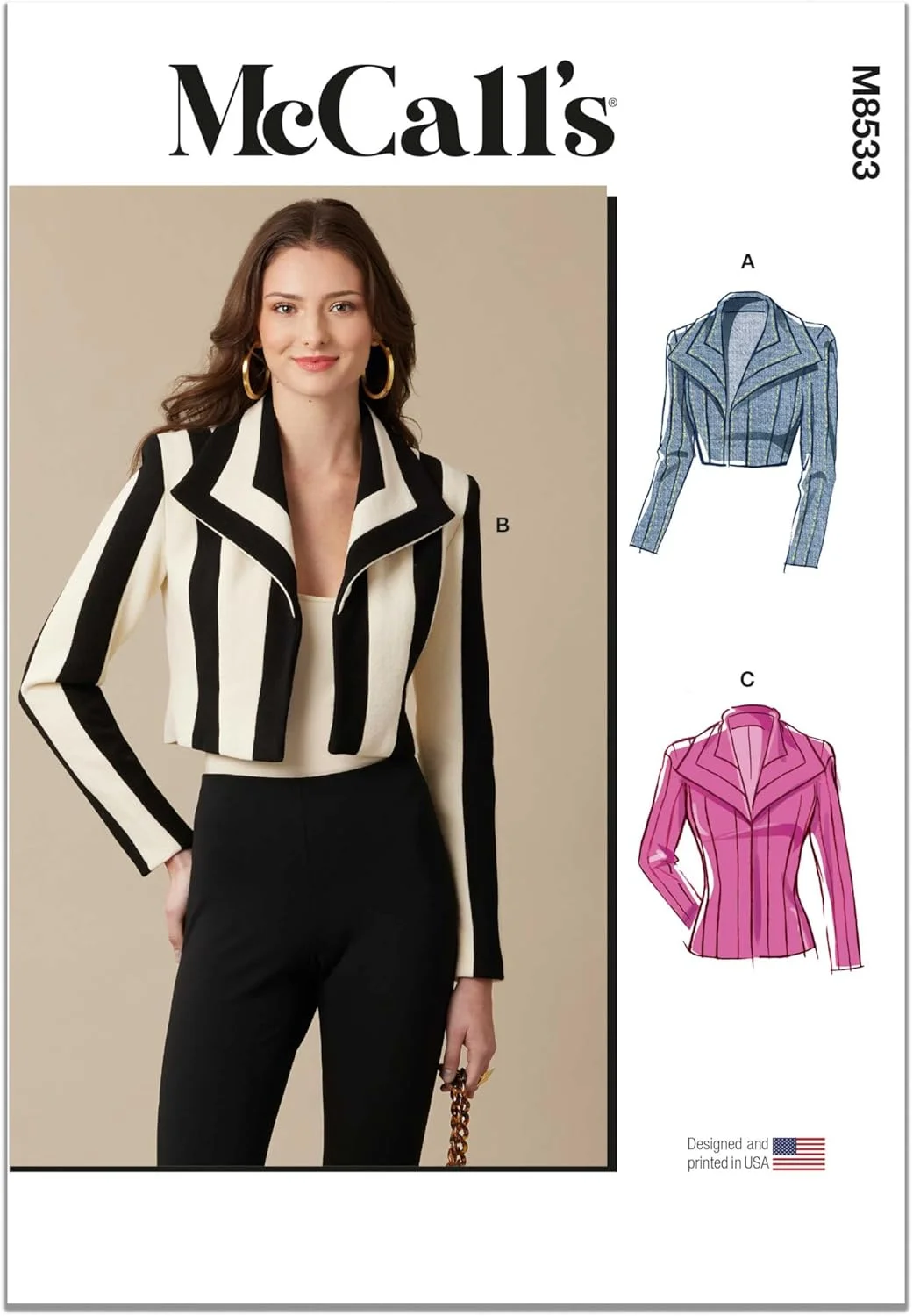 الگوی خیاطی زنانه McCall's M8533K5 برای بولرو و ژاکت، کد طراحی M8533، سایزهای 8-10-12-14-16