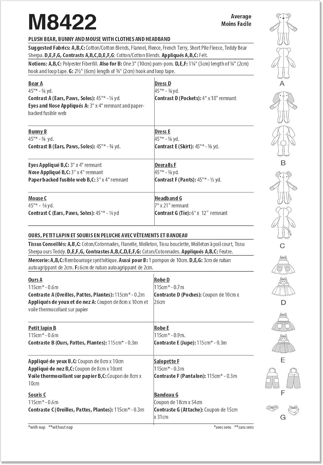 الگوی خیاطی McCall's M8422OS خرس، خرگوش و موش پولیشی با لباس و هدبند سایز OS (تک سایز) الگوی خیاطی McCall's M8422OS خرس، خرگوش و موش پولیشی با لباس و هدبند سایز OS (تک سایز)