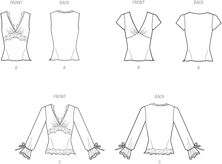 الگوی خیاطی تاپ های زنانه یقه باز McCall's M8530Y5، کد طراحی M8530، سایزهای 18-20-22-24-26