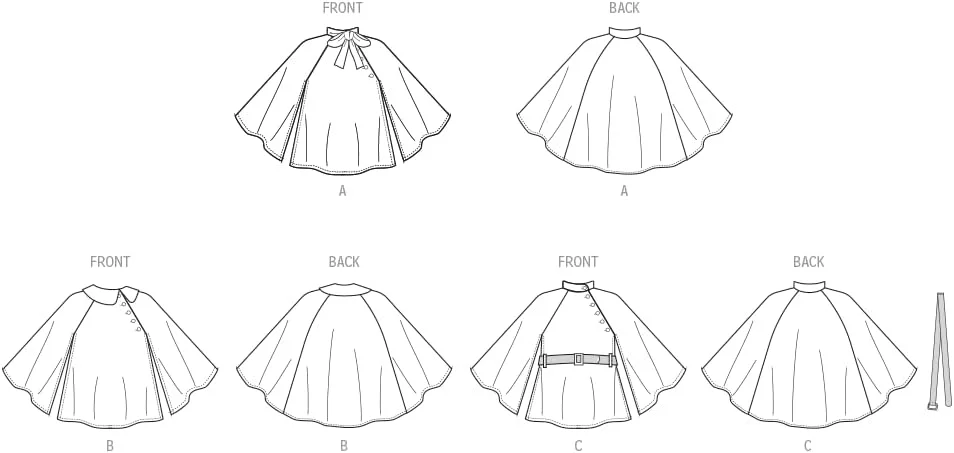 الگوی خیاطی شنل آستین بلند دخترانه McCall's M8538K5، کد طراحی M8538، سایزهای 7-8-10-12-14