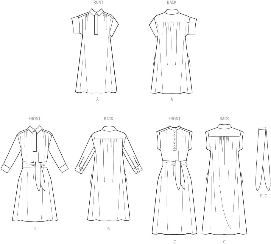 الگوی خیاطی لباس های زنانه و شال یقه گرد McCall's M8449Y5، کد طراحی M8449، سایزهای 18-20-22-24-26، چند رنگ