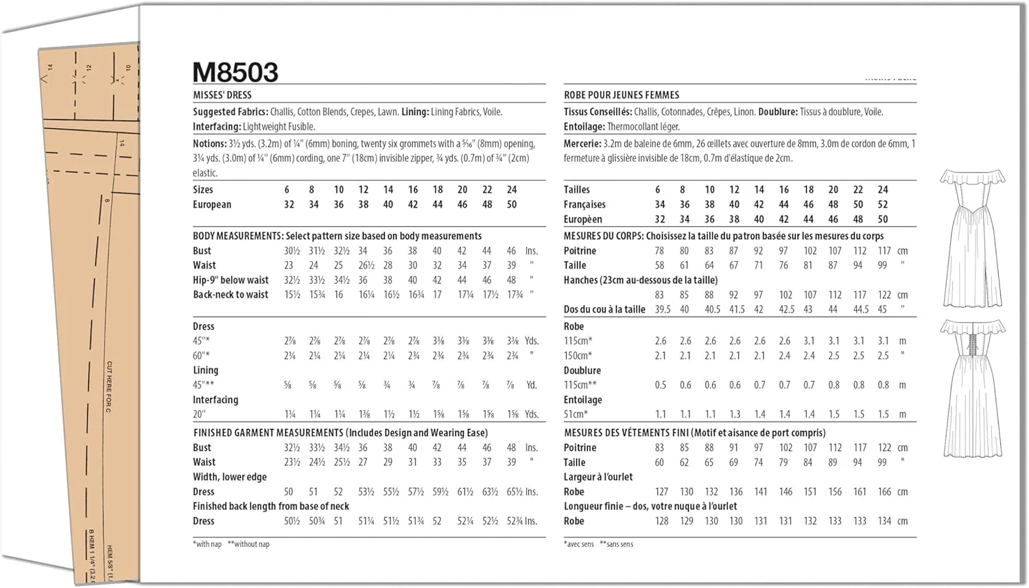 الگوی خیاطی لباس زنانه McCall's M8503H5 توسط Badgley Mischka، کد طراحی M8503، سایزهای 6-8-10-12-14 الگوی خیاطی لباس زنانه McCall's M8503H5 توسط Badgley Mischka، کد طراحی M8503، سایزهای 6-8-10-12-14