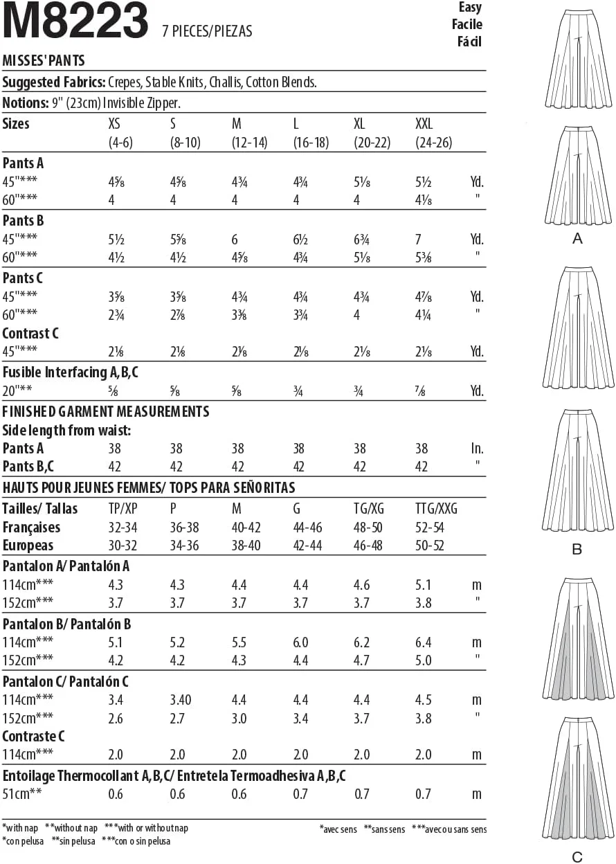 الگوی خیاطی دامن/شلوار زنانه مک کالز M8223Y، چند رنگ، Y (XS-S-M) الگوی خیاطی دامن/شلوار زنانه مک کالز M8223Y، چند رنگ، Y (XS-S-M)