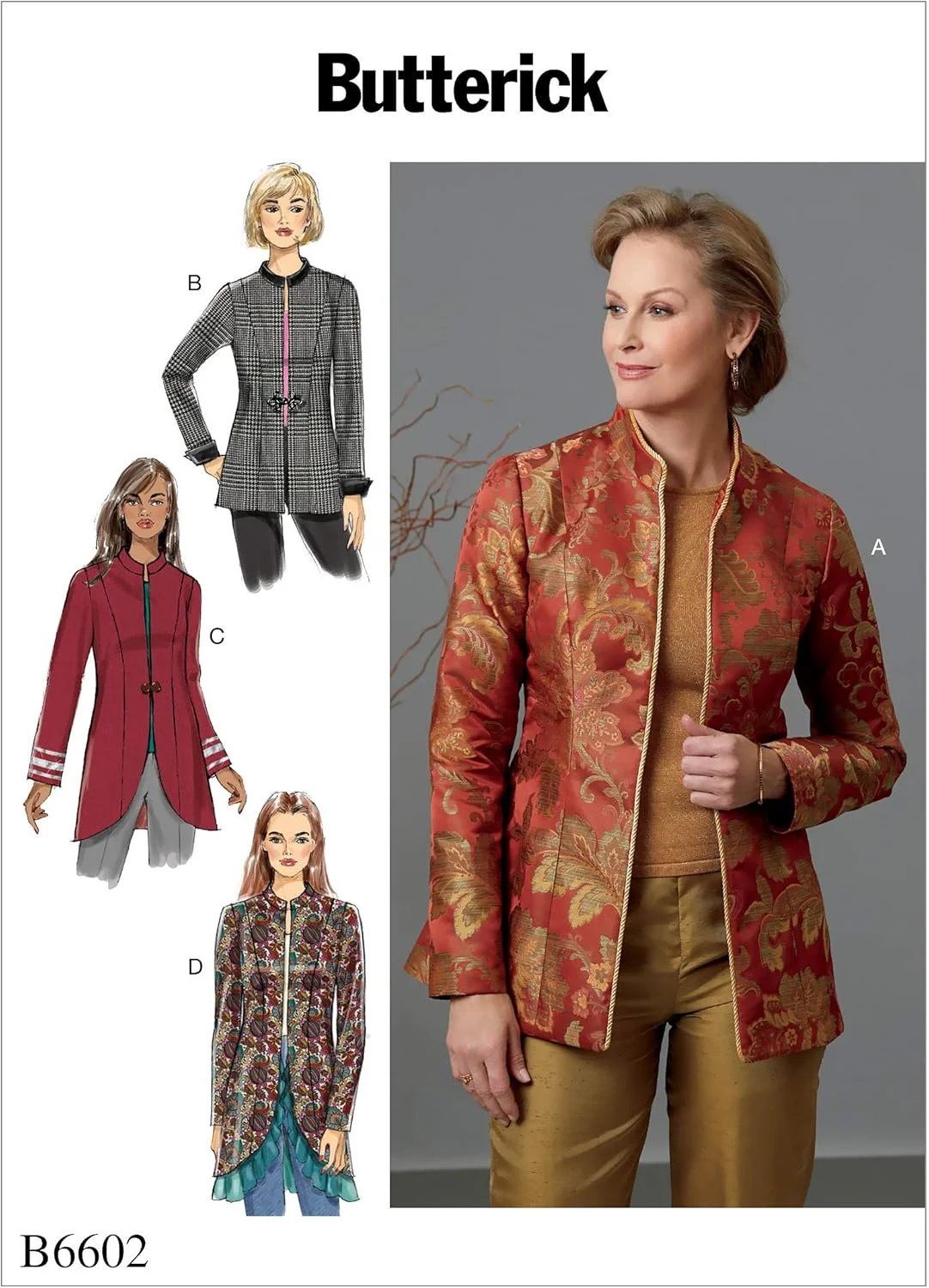 الگوهای خیاطی ژاکت زنانه McCall's Butterick با بستن دکمه و باز، سایز 6-8-10-12-14، سفید