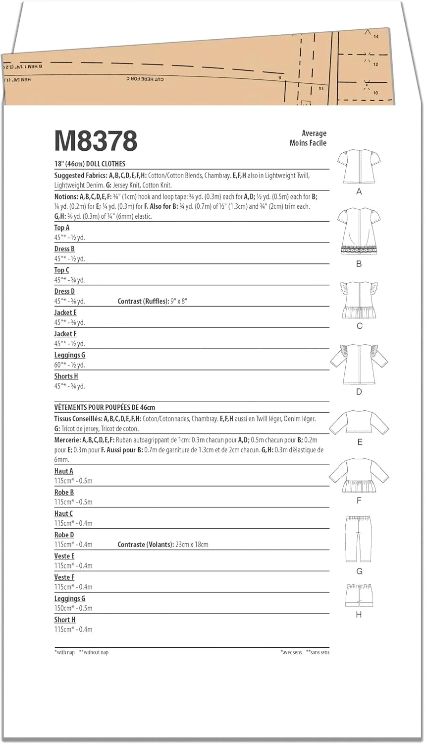 الگوی خیاطی لباس عروسک 18 اینچی McCall's، دو تکه چند رنگ