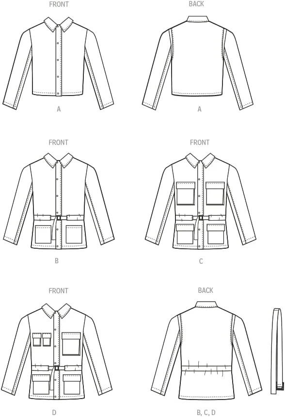 الگوی خیاطی ژاکت مردانه یقه دار مک کال، کد طراحی M8371، سایزهای 34-36-38-40-42