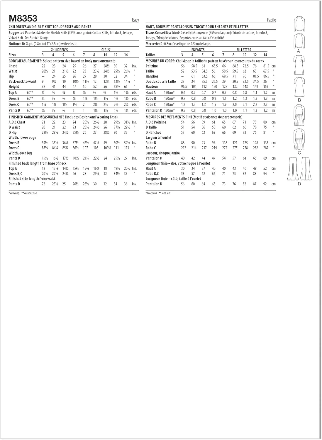 الگوی خیاطی لباس، تاپ بافتنی، دامن و شلوار دخترانه و بچگانه مک کال، کد طراحی M8353، سایزهای 3-4-5-6 الگوی خیاطی لباس، تاپ بافتنی، دامن و شلوار دخترانه و بچگانه مک کال، کد طراحی M8353، سایزهای 3-4-5-6