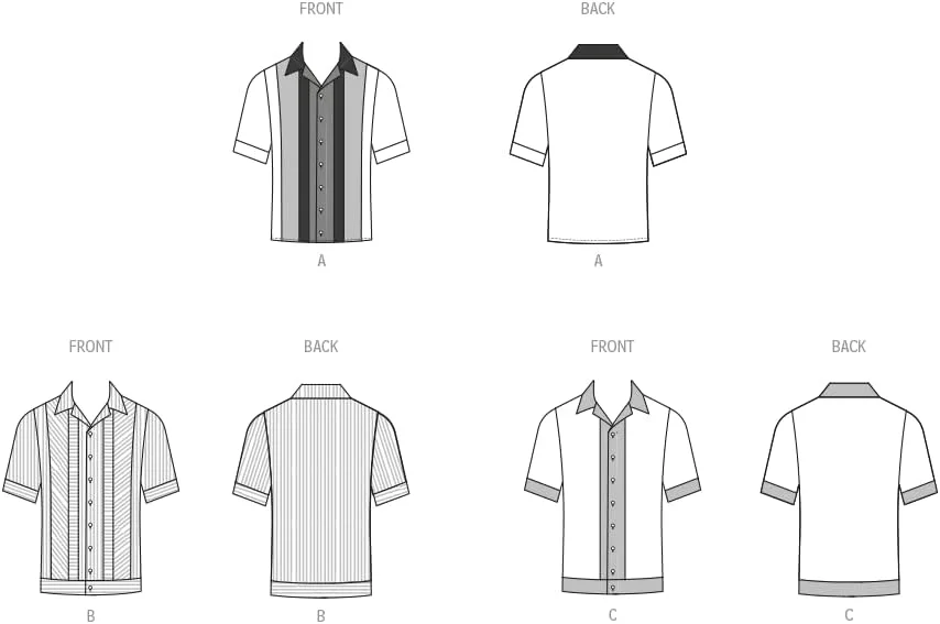 الگوی خیاطی پیراهن بولینگ مردانه فیت McCall's، کد طراحی M8459، سایزهای 34-36-38-40-42، چند رنگ