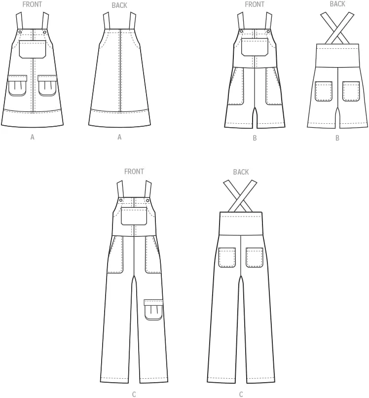 الگوی خیاطی پیشبند و سرهمی دخترانه مک کالز، کد طراحی M8489، سایز 3-4-5-6، چند رنگ