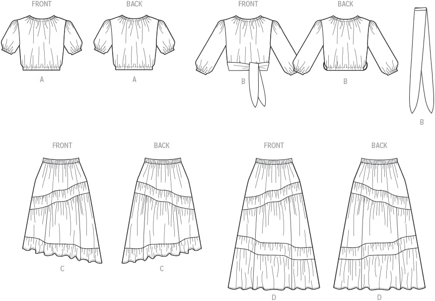 الگوی خیاطی تاپ های کوتاه و دامن های نامتقارن زنانه مک کال، کد طراحی M8482، سایز 12-14-16-18-20، چند رنگ الگوی خیاطی تاپ های کوتاه و دامن های نامتقارن زنانه مک کال، کد طراحی M8482، سایز 12-14-16-18-20، چند رنگ