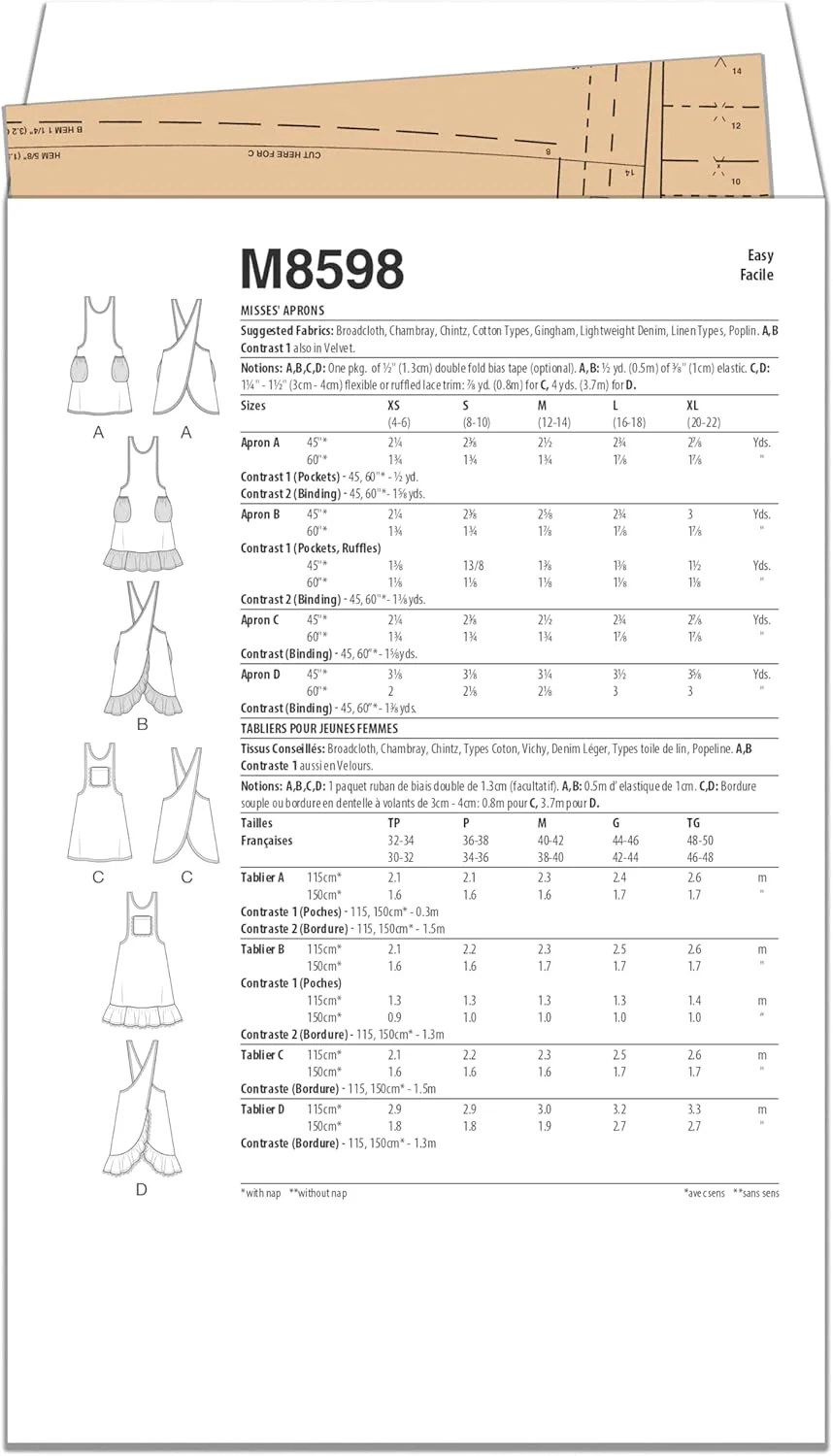 الگوی خیاطی پیش بند McCall's، چند رنگ الگوی خیاطی پیش بند McCall's، چند رنگ