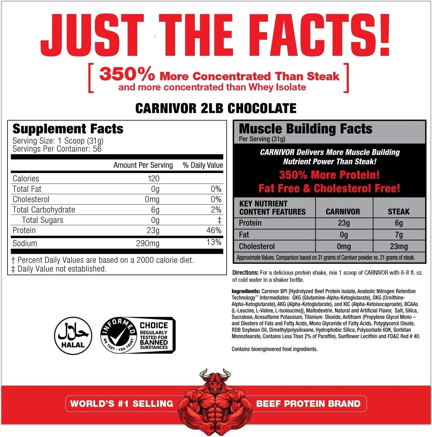 MuscleMeds Carnivor پروتئین ایزوله گوشت گاو هیدرولیز شده، بدون لاکتوز، بدون شکر، بدون چربی، بدون کلسترول، شکلاتی، 2 پوند (بسته بندی ممکن است متفاوت باشد) - حلال MuscleMeds Carnivor پروتئین ایزوله گوشت گاو هیدرولیز شده، بدون لاکتوز، بدون شکر، بدون چربی، بدون کلسترول، شکلاتی، 2 پوند (بسته بندی ممکن است متفاوت باشد) - حلال