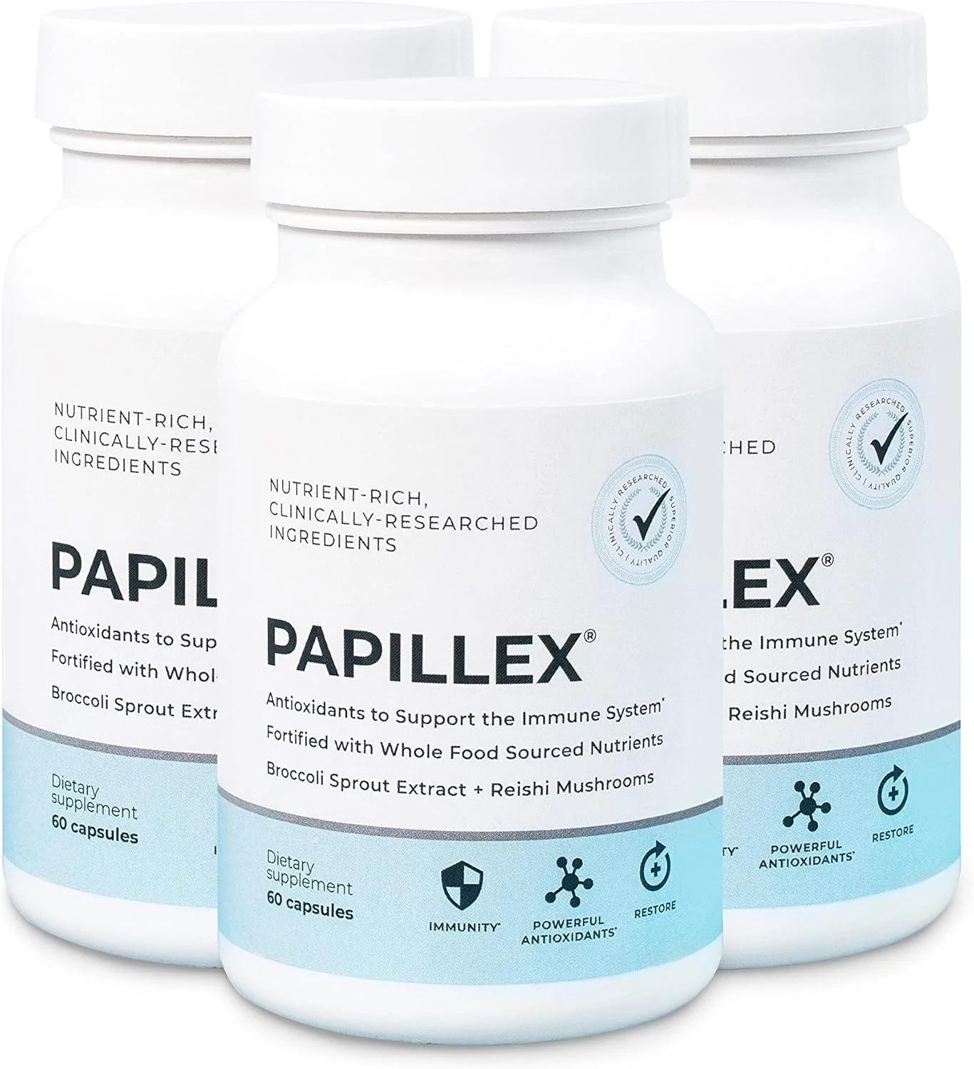 قرص مکمل غذایی پاپیلکس، پشتیبانی طبیعی از سیستم ایمنی - دفاع ایمنی - بهترین تقویت کننده سیستم ایمنی - ارگانیک، بطری 60 کپسولی (بسته 3 عددی)