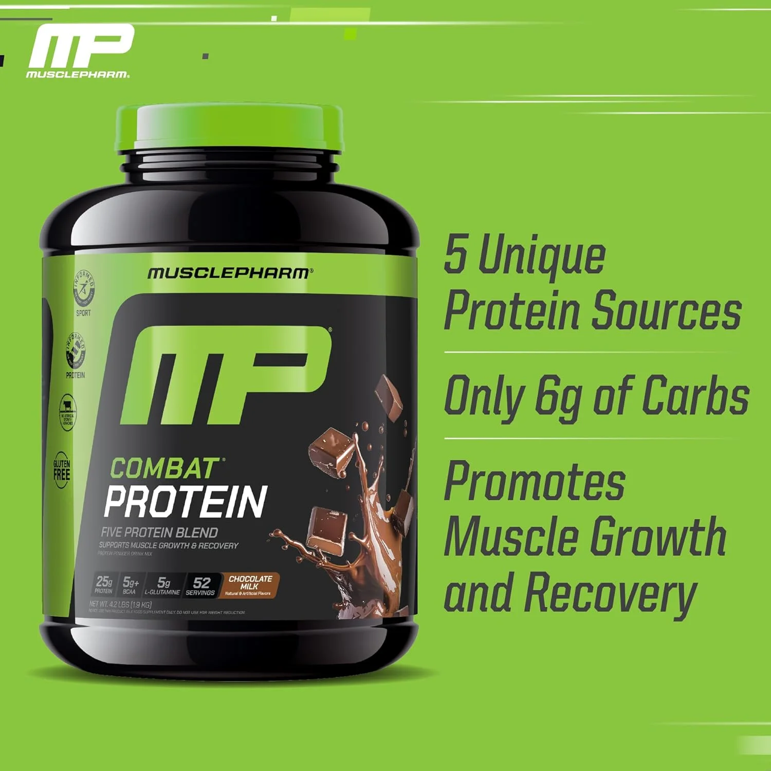 پودر پروتئین کامبت MusclePharm، مخلوط 5 پروتئینی، شیر شکلاتی، 4.1 پوند، 52 سروینگ پودر پروتئین کامبت MusclePharm، مخلوط 5 پروتئینی، شیر شکلاتی، 4.1 پوند، 52 سروینگ