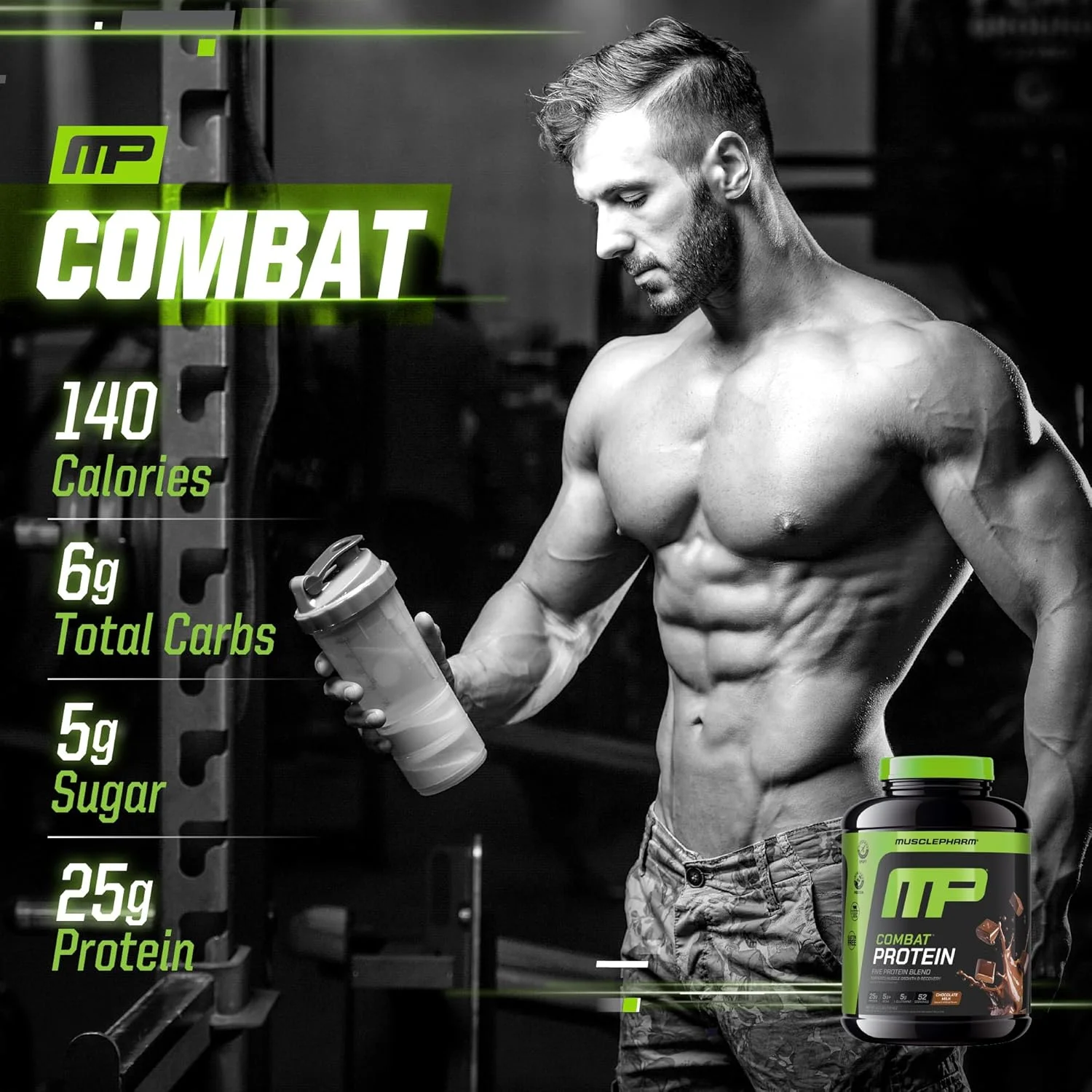 پودر پروتئین کامبت MusclePharm، مخلوط 5 پروتئینی، شیر شکلاتی، 4.1 پوند، 52 سروینگ پودر پروتئین کامبت MusclePharm، مخلوط 5 پروتئینی، شیر شکلاتی، 4.1 پوند، 52 سروینگ