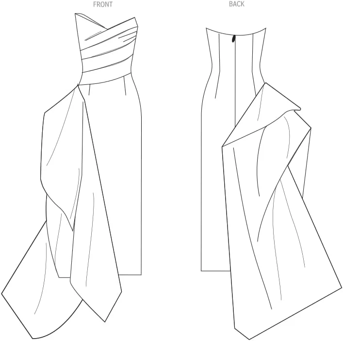 الگوی خیاطی لباس مجلسی بدون بند زنانه Vogue V2131H5، کد طراحی V2131، سایزهای 6-8-10-12-14