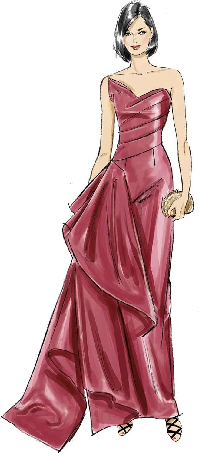 الگوی خیاطی لباس مجلسی بدون بند زنانه Vogue V2131H5، کد طراحی V2131، سایزهای 6-8-10-12-14