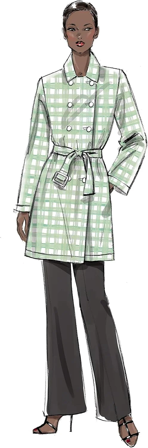 الگوهای خیاطی ژاکت و کمربند زنانه Vogue V9367Y بسیار آسان، بدون آستر، دکمه دوبل، سایزهای 4-14