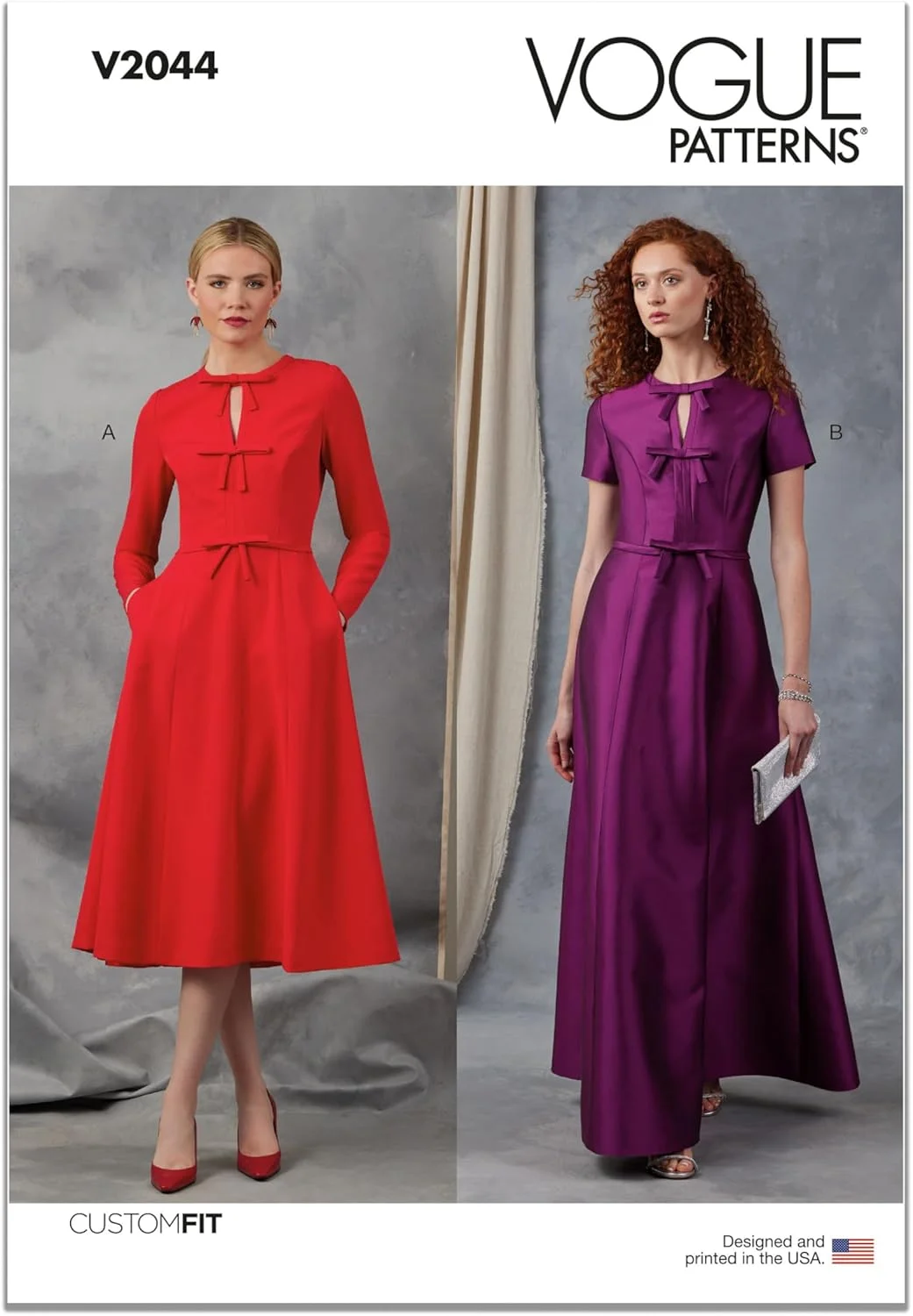 الگوی خیاطی لباس زنانه مدل Vogue V2044B5، طرح V2044، سایزهای 8-10-12-14-16