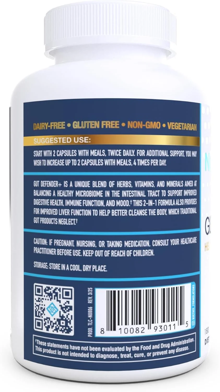 مکمل غذایی مدافع روده NuEthix Formulations Plus تعادل میکروبیوم، 180 کپسول، 90 سروینگ