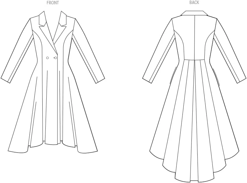 الگوی خیاطی لباس مجلسی زنانه Vogue V2125D5 با سایزهای کوچک، مدل کت دامن دبل برست، کد طراحی V2125، سایزهای 4-6-8-10-12