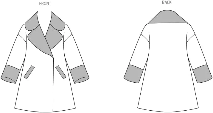 الگوی خیاطی ژاکت آستردار گشاد زنانه Vogue V2052B5 توسط Julio Cesar NYC، کد طراحی V2052، سایزهای 8-10-12-14-16