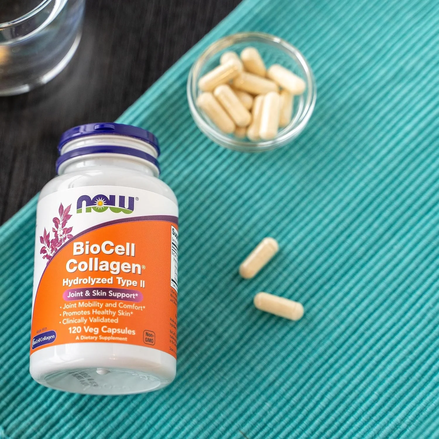 NOW Supplements، BioCell Collagen® هیدرولیز شده نوع II، از نظر بالینی تایید شده، 120 کپسول گیاهی