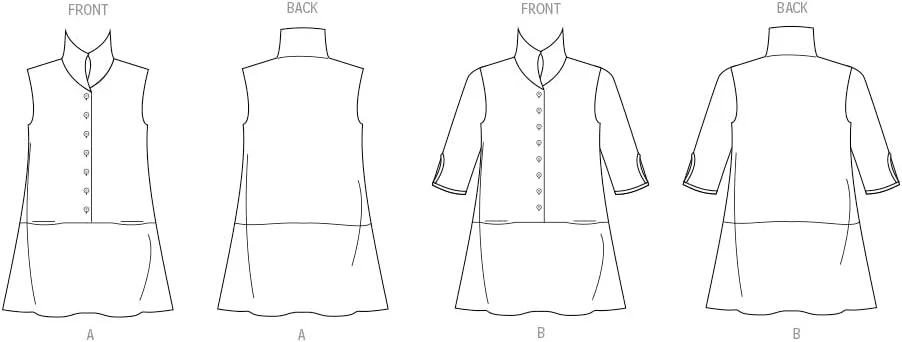 الگوی خیاطی تونیک های A-line زنانه Vogue V2030B5 توسط Marcy Tilton، کد طراحی V2030، سایزهای 8-10-12-14-16