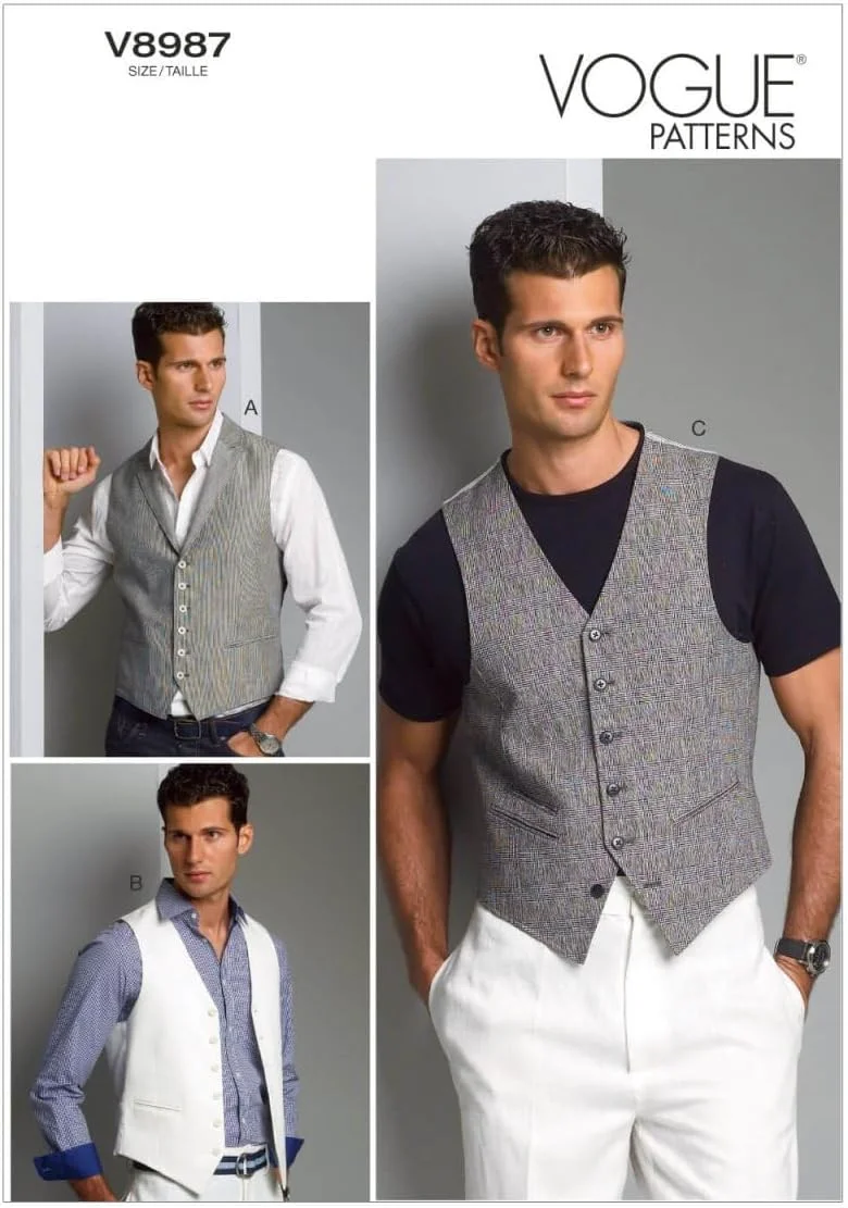 الگوی خیاطی جلیقه مردانه Vogue Patterns V8987MXX، سایز MXX (40-42-44-46)