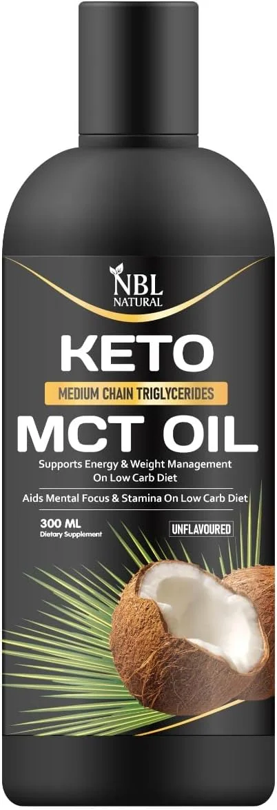 روغن MCT ارگانیک نارگیل NBL NATURAL (300 میلی لیتر) - سوخت کتو برای مغز و بدن - بدون طعم، گیاهی، بدون گلوتن و لبنیات - روغن نارگیل ممتاز برای حمایت از انرژی ذهنی، مکمل غذایی