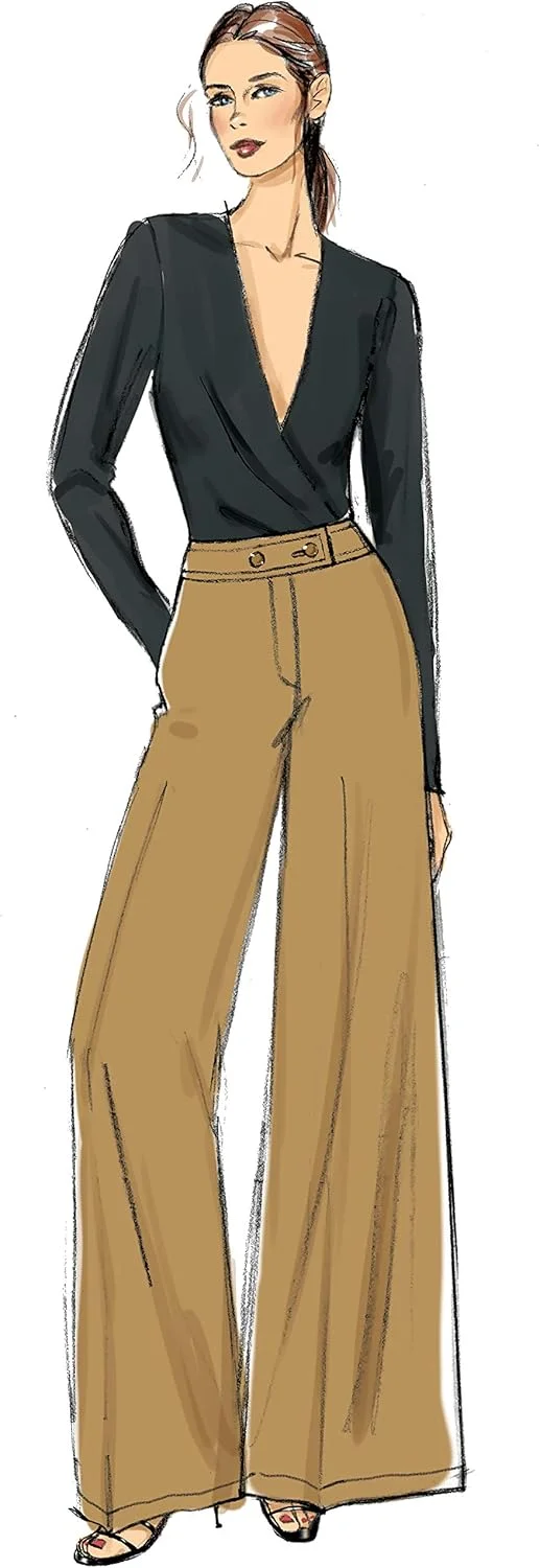 الگوهای Vogue V9361E5 شلوار نیمه جذب زنانه بسیار آسان سایزهای خیاطی 14-22، سفید