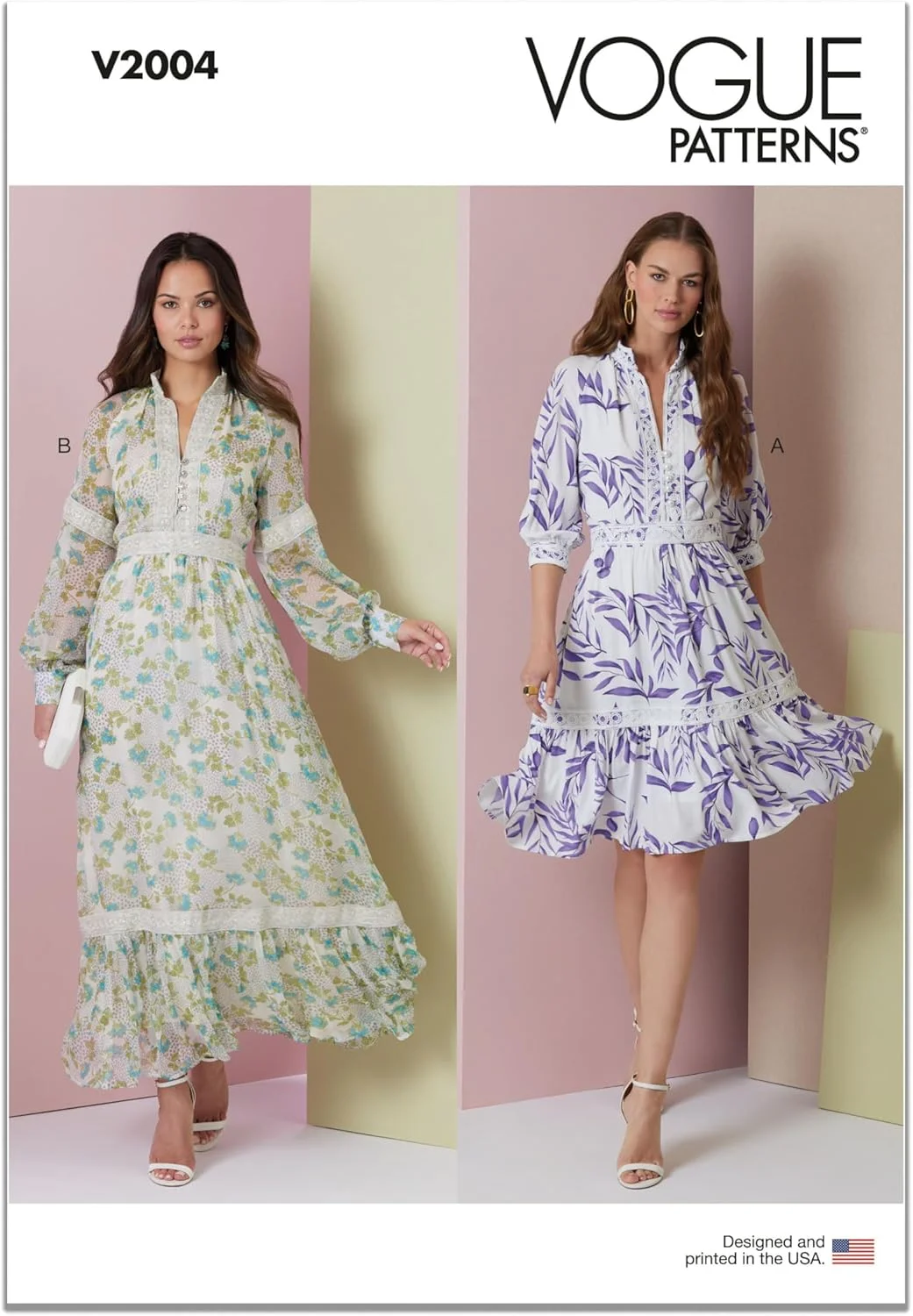 الگوهای Vogue V2004Y5 لباس زنانه در دو قد Y5 (18-20-22-24-26)