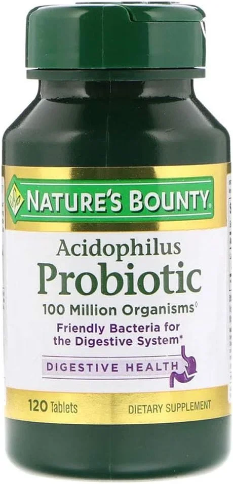 مکمل غذایی اسیدوفیلوس بدون لبنیات و گلوتن Nature's Bounty Probiotic با باکتری های مفید (120 قرص) مکمل غذایی اسیدوفیلوس بدون لبنیات و گلوتن Nature's Bounty Probiotic با باکتری های مفید (120 قرص)