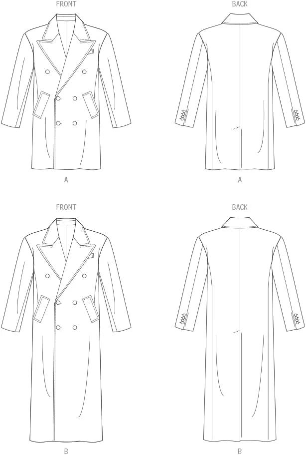 الگوهای Vogue V1976BB کت مردانه در دو قد BB (44-46-48-50-52)