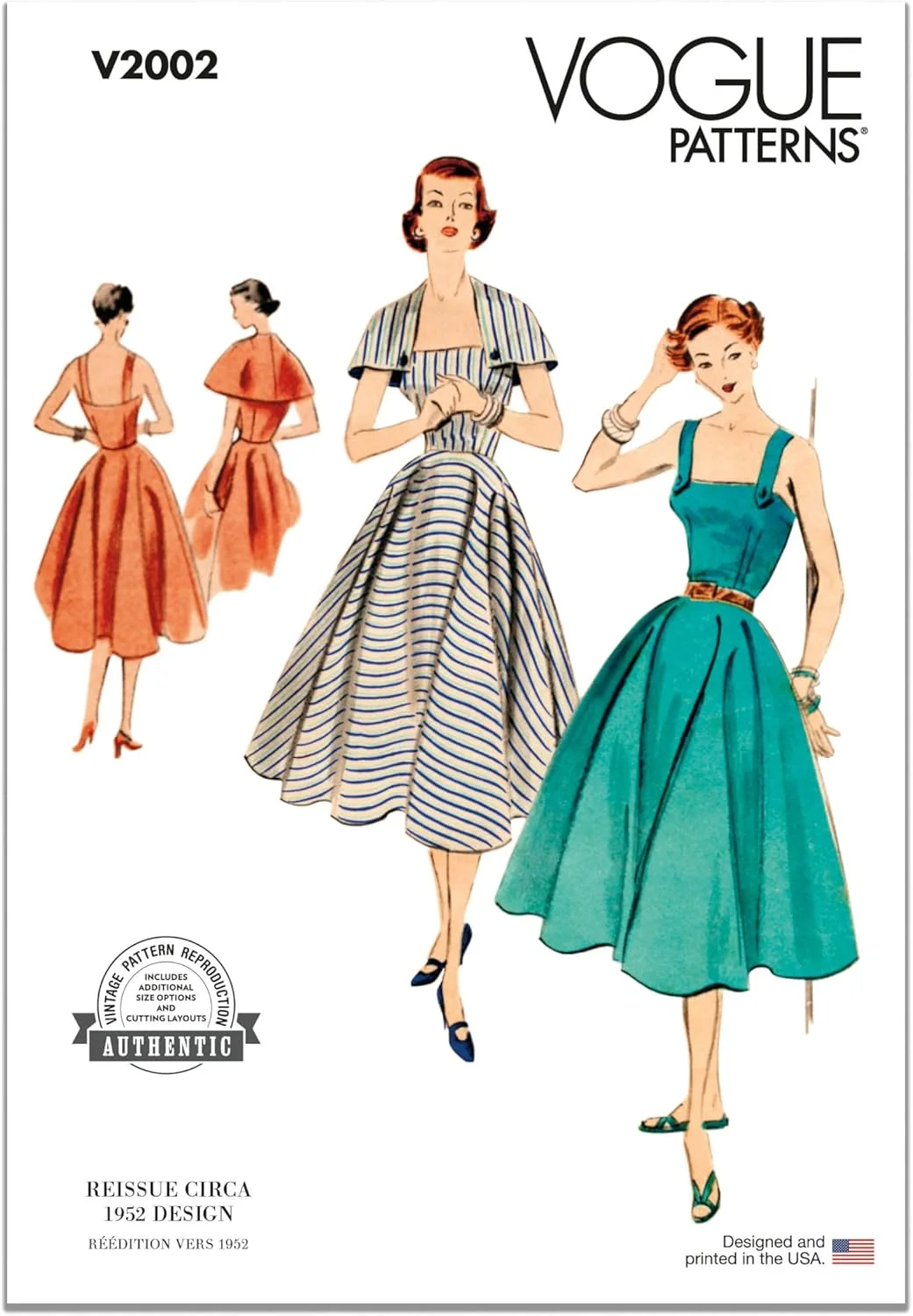 الگوهای Vogue V2002K5 لباس و شنل زنانه K5 (8-10-12-14-16)