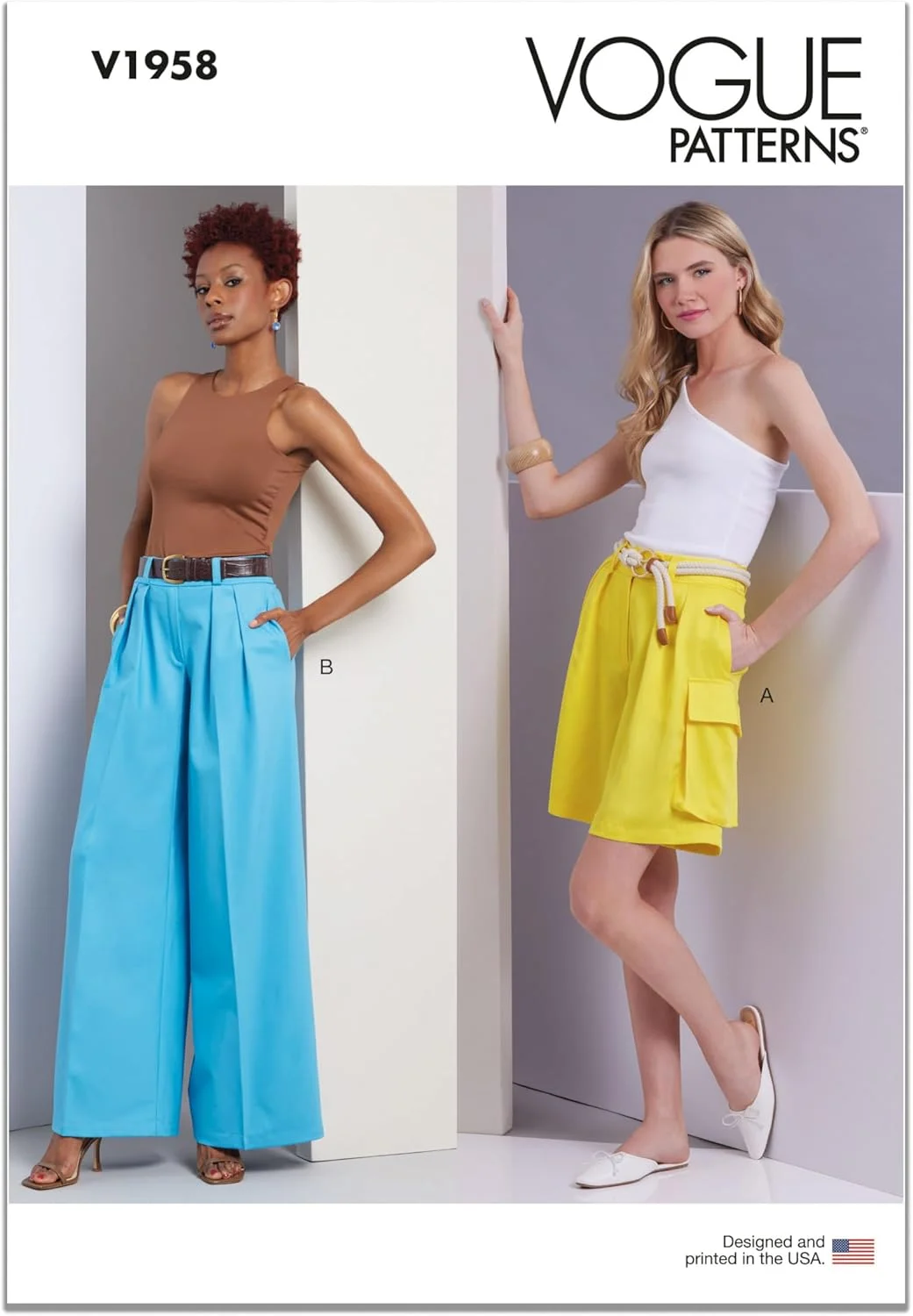 الگوهای Vogue V1958A5 شلوارک و شلوار زنانه A5(6-8-10-12-14)
