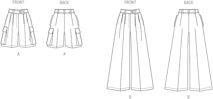 الگوهای Vogue V1958A5 شلوارک و شلوار زنانه A5(6-8-10-12-14)