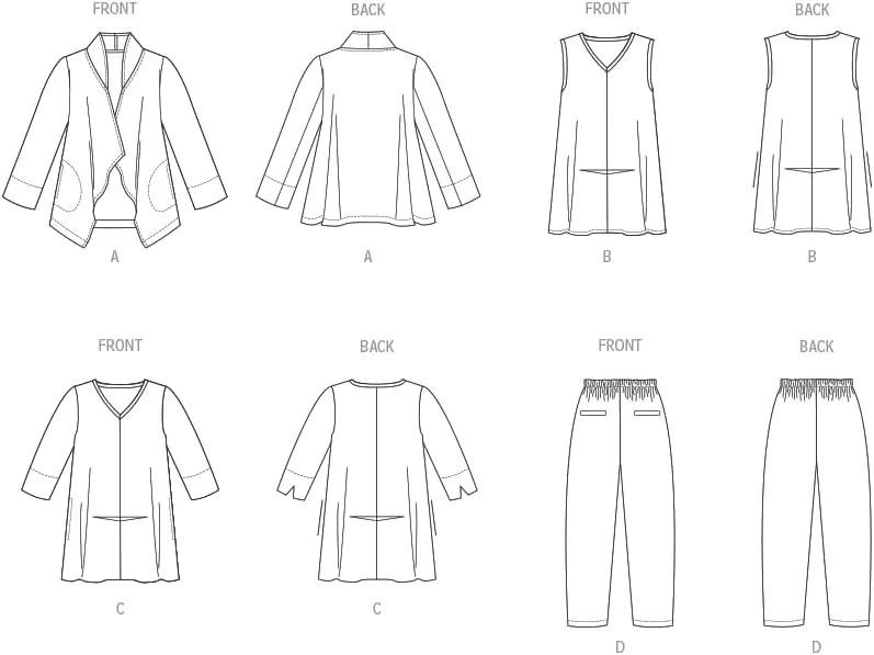 الگوهای Vogue V1959B5 ژاکت، تونیک و شلوار زنانه توسط Marcy Tilton B5(8-10-12-14-16)