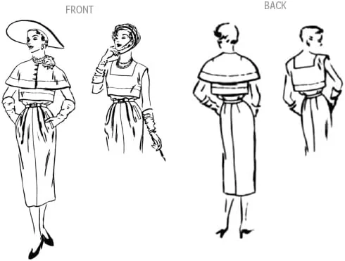 الگوهای Vogue V1964Y5 لباس زنانه و شنل Y5 (18-20-22-24-26)