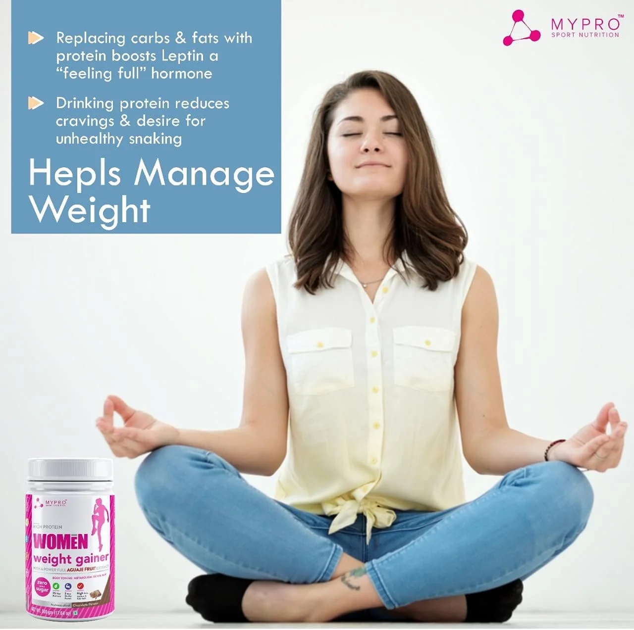 مکمل افزایش وزن پروتئینی بانوان مایپرو اسپرت نوتریشن با عصاره میوه آگواجه، مکمل غذایی با (24 ماده مغذی ضروری، 3 پروتئین با کیفیت) طعم شکلات برای بانوان - 500 گرم مکمل افزایش وزن پروتئینی بانوان مایپرو اسپرت نوتریشن با عصاره میوه آگواجه، مکمل غذایی با (24 ماده مغذی ضروری، 3 پروتئین با کیفیت) طعم شکلات برای بانوان - 500 گرم