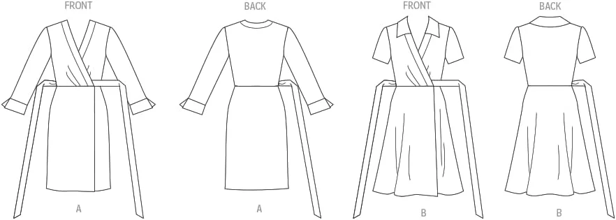 الگوهای Vogue V1952F5، لباس‌های زنانه مدل رپ، سایز F5 (16-18-20-22-24)