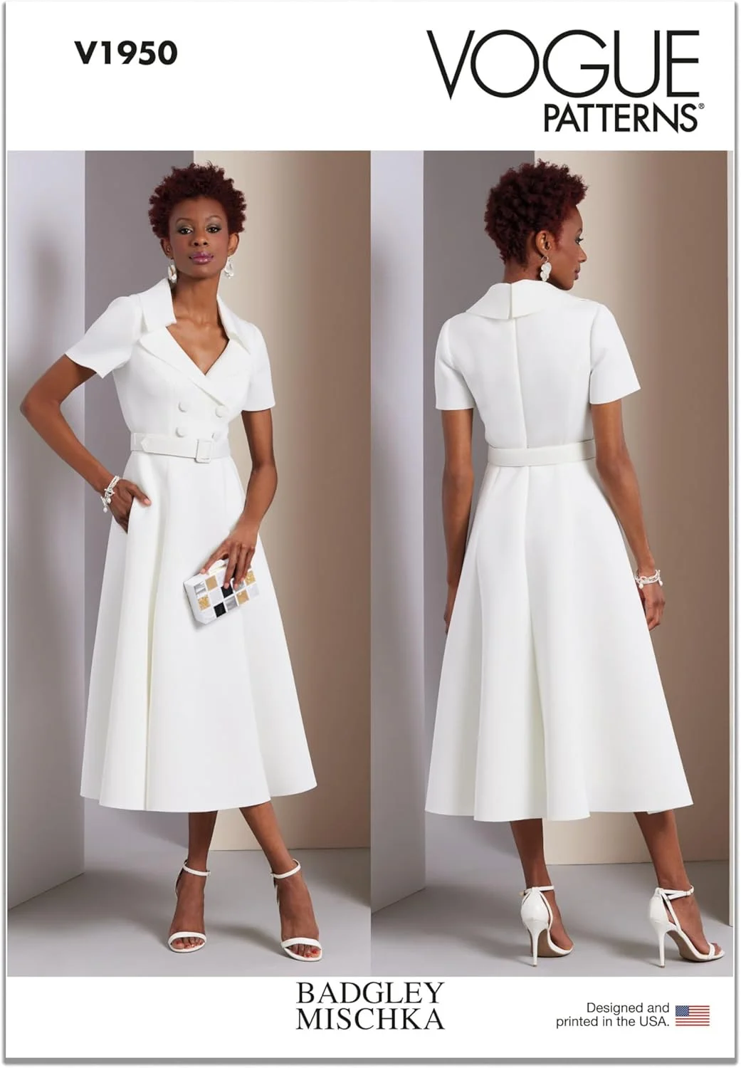 الگوهای Vogue V1950A5 لباس زنانه از Badgley Mischka A5(6-8-10-12-14)