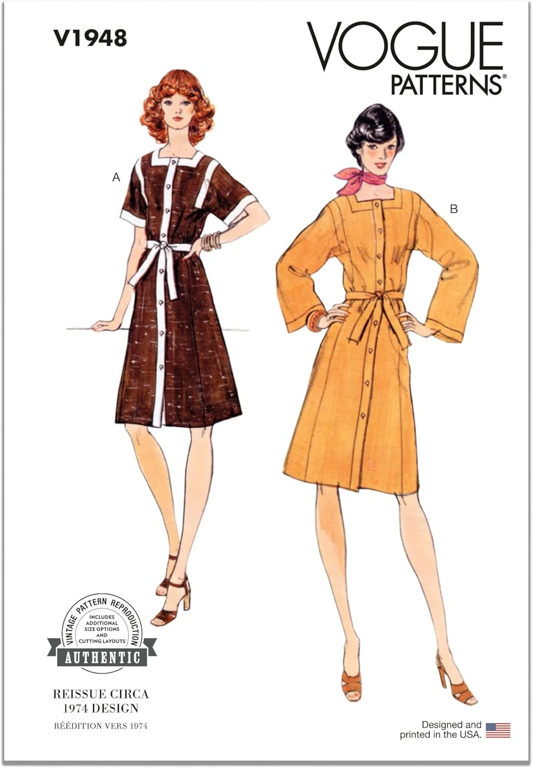الگوهای Vogue V1948B5 لباس زنانه B5(8-10-12-14-16)