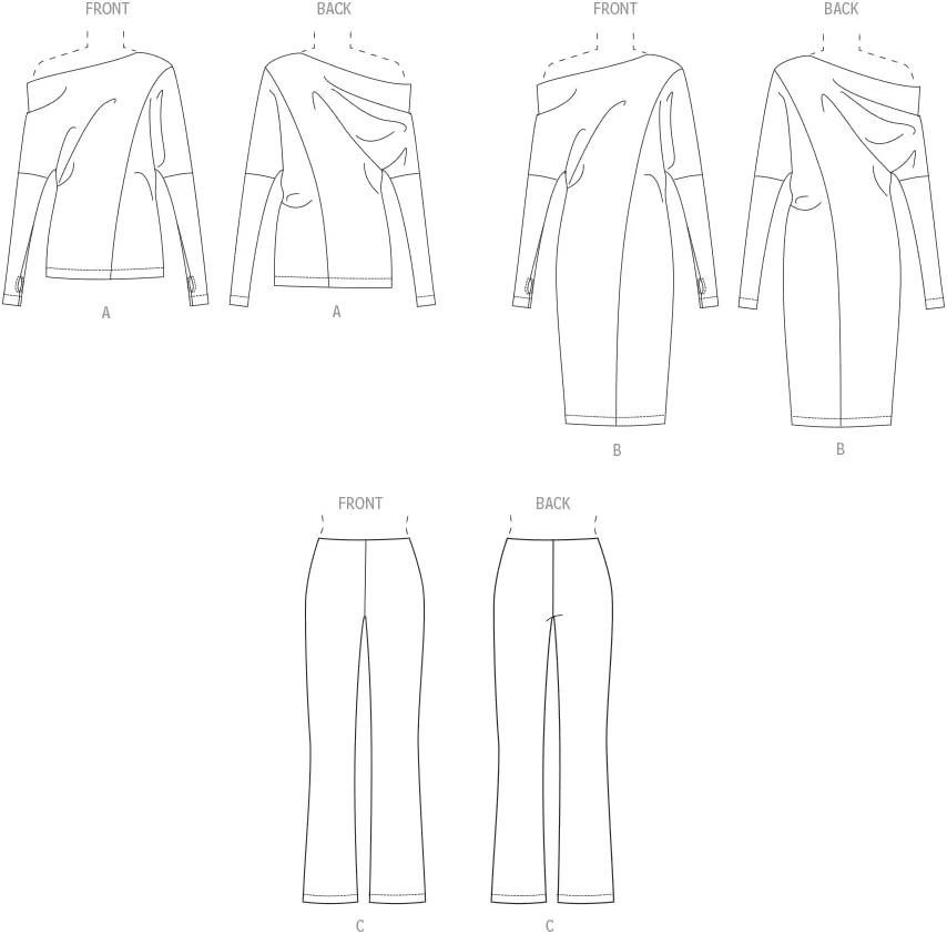 الگوهای Vogue V1929Y5 تاپ، پیراهن و شلوار زنانه Y5 (18-20-22-24-26)