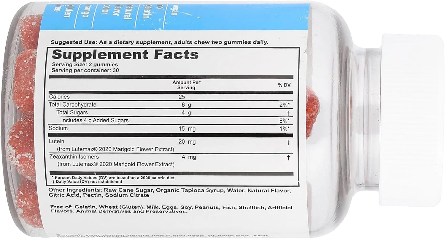 پاستیل لوتئین + زآگزانتین TRQ (مکمل غذایی)، انبه طبیعی، مایل به قرمز، 60 عدد پاستیل لوتئین + زآگزانتین TRQ (مکمل غذایی)، انبه طبیعی، مایل به قرمز، 60 عدد