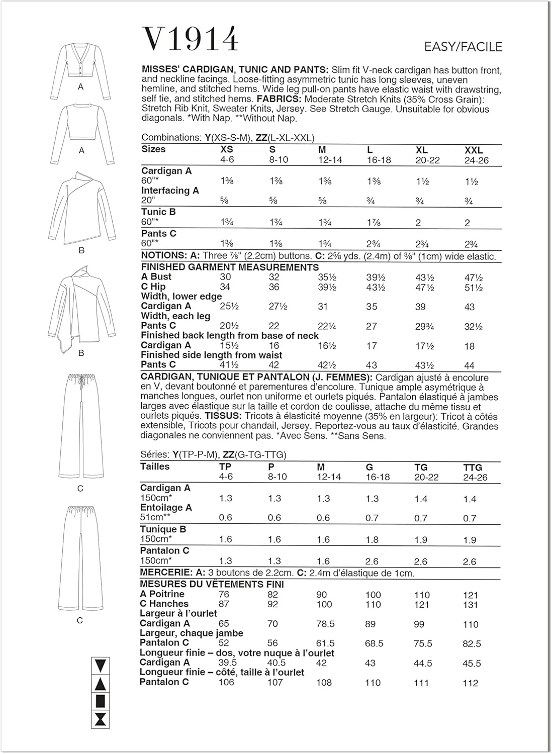الگوهای ووگ V1914Y لباس ورزشی زنانه Y (XS-S-M) الگوهای ووگ V1914Y لباس ورزشی زنانه Y (XS-S-M)